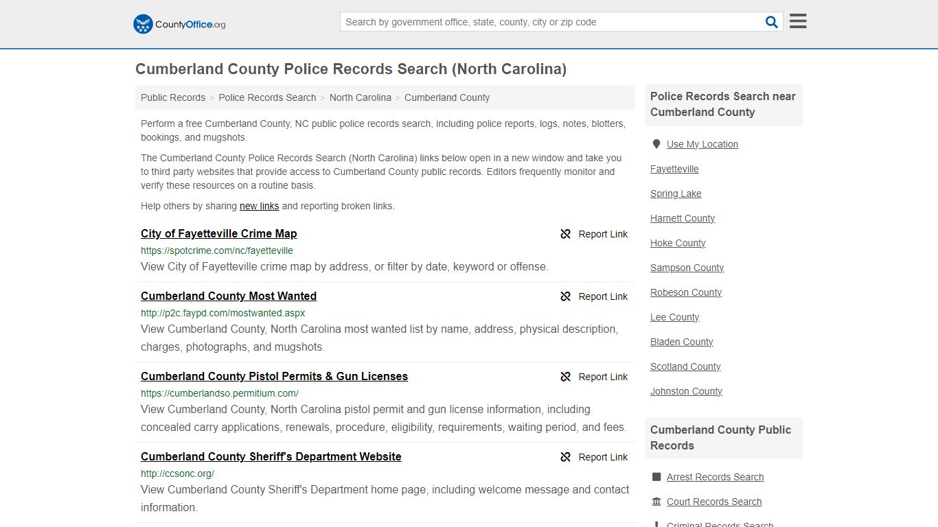 Cumberland County Police Records Search (North Carolina)